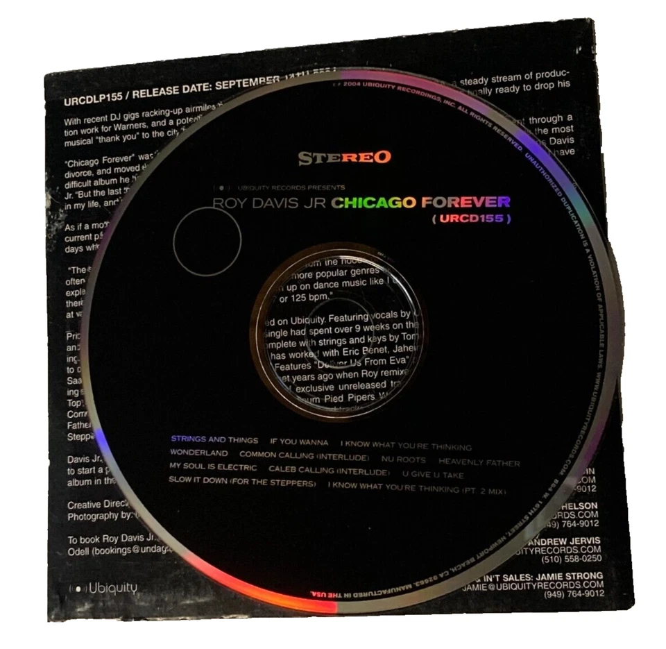 ROY DAVIS JR. "Chicago Forever" FULL LENGTH PROMO ADVANCE CD EX Ubiquity ©2004 Foto 3 de 4