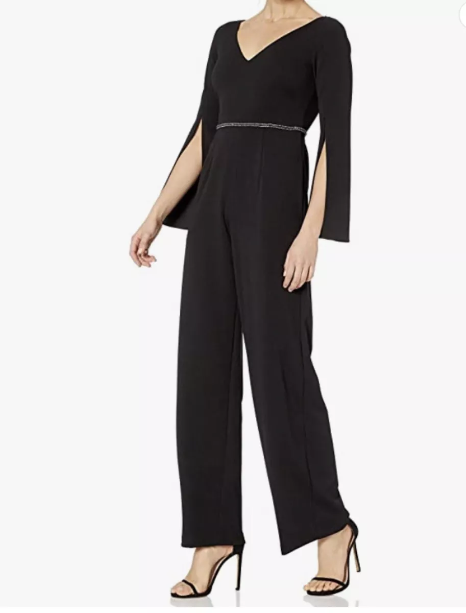 LONG CREPE JUMPSUIT - Black