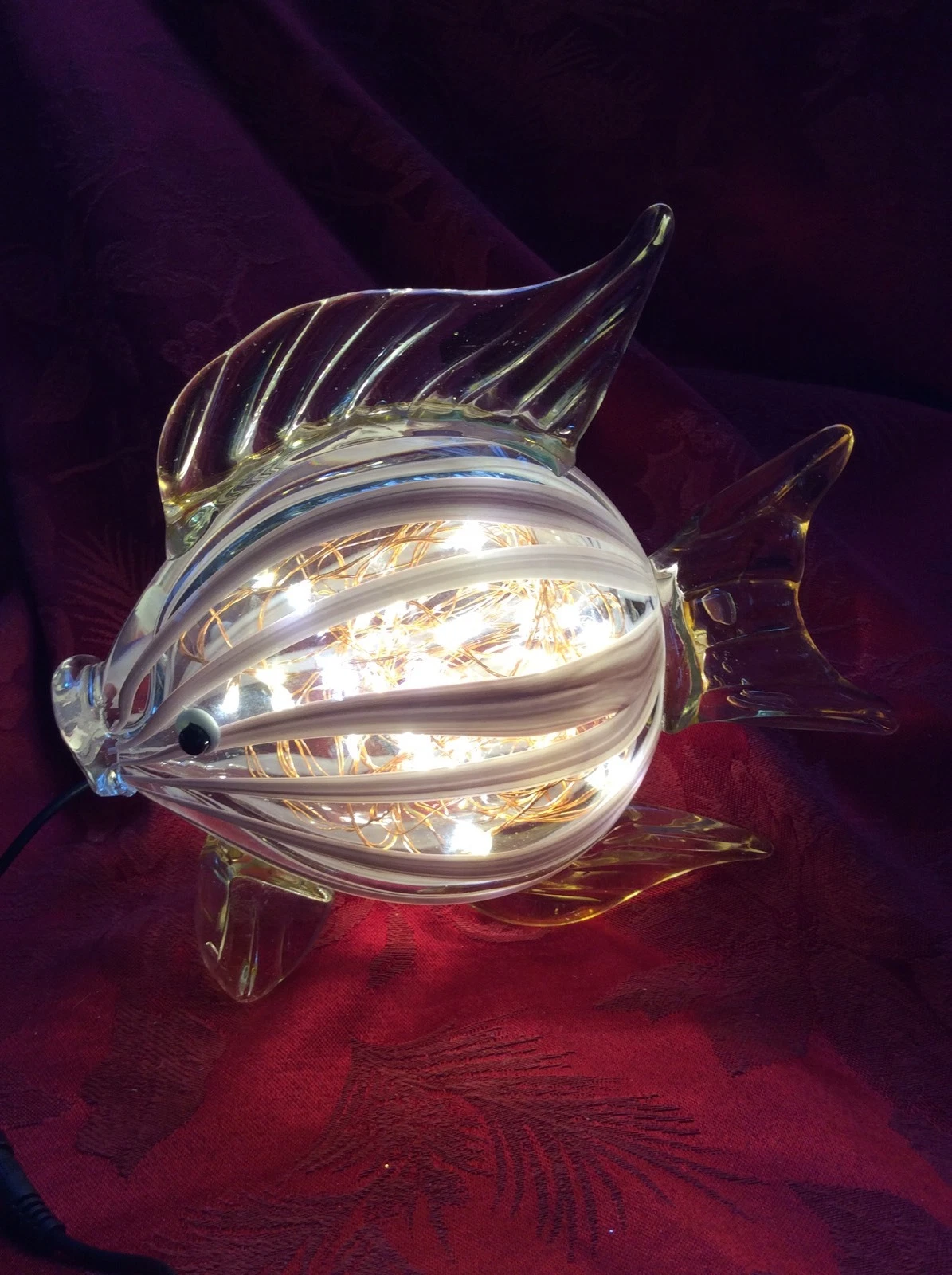 NEW Bling Electric LAMP Angel FISH DECOR Originally MURANO Style Warm White LEDs