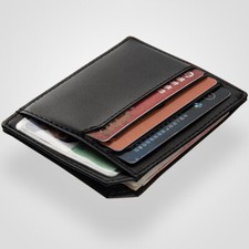 Womens Mens Leather Slim ID Credit Card Holder Case Purse Package Pocket Wallet