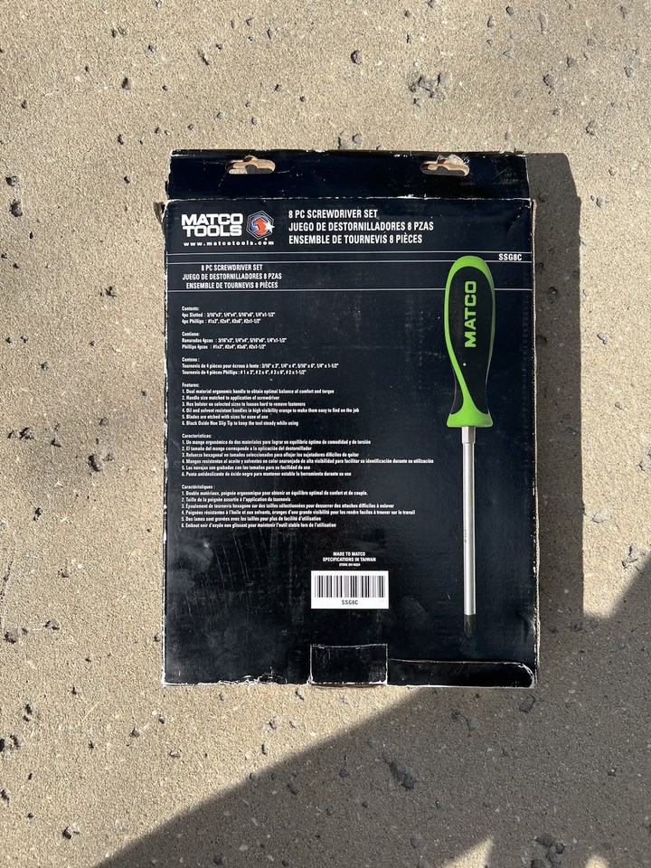Matco Tools 8 Piece Screwdriver Set Green eBay