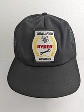 Vtg RYDER Brakes Mechanic Trucking Patch SnapBack Trucker Cap Hat Mesh USA