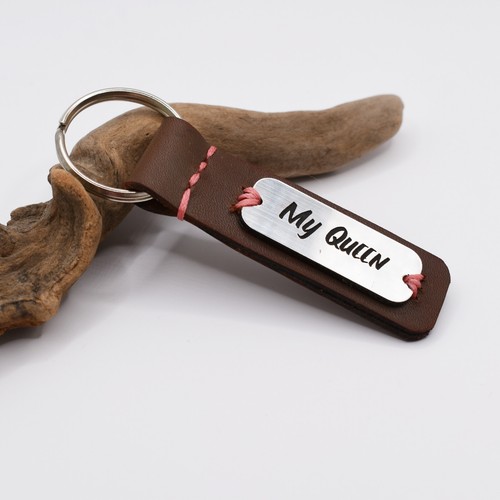 Juego personalizado de llaveros de cuero My Queen - My King para parejas - Imagen 12 de 16