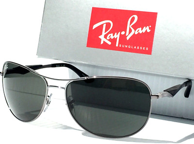 NEW Ray Ban Chrome & Black Aviator 59mm w G15 Green Lens Sunglass RB3519 004/71