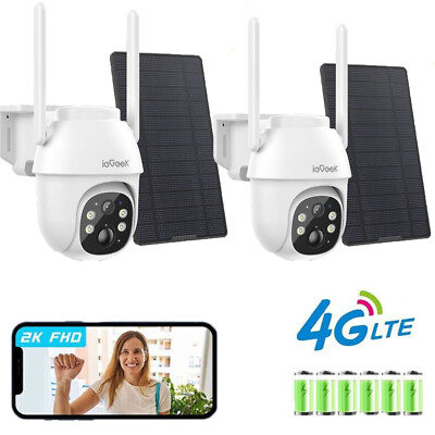 ieGeek 4G LTE Solar Security Camera Wireless Outdoor 2K HD Battery Powered, CCTV