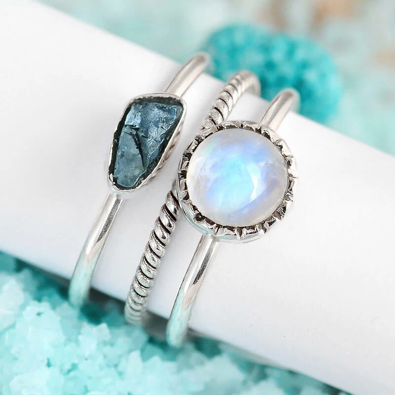 Stackable moonstone rings outlet