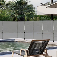 Outdoor Fence with Stainless Steel Pole Privacy Fence Dog Yard Pool Safety Gray