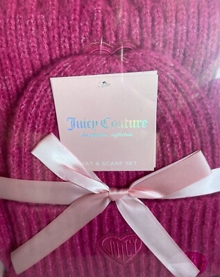 NWT JUICY Couture Pink Beanie Hat and Scarf Box Set NIB | eBay