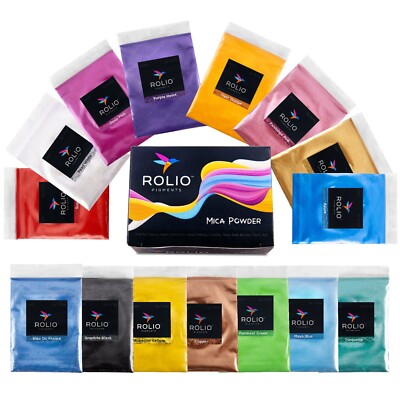 Rolio Mica Powder - For Epoxy Resin,  Candle, Soap, Cosmetic Making - 15 Bags