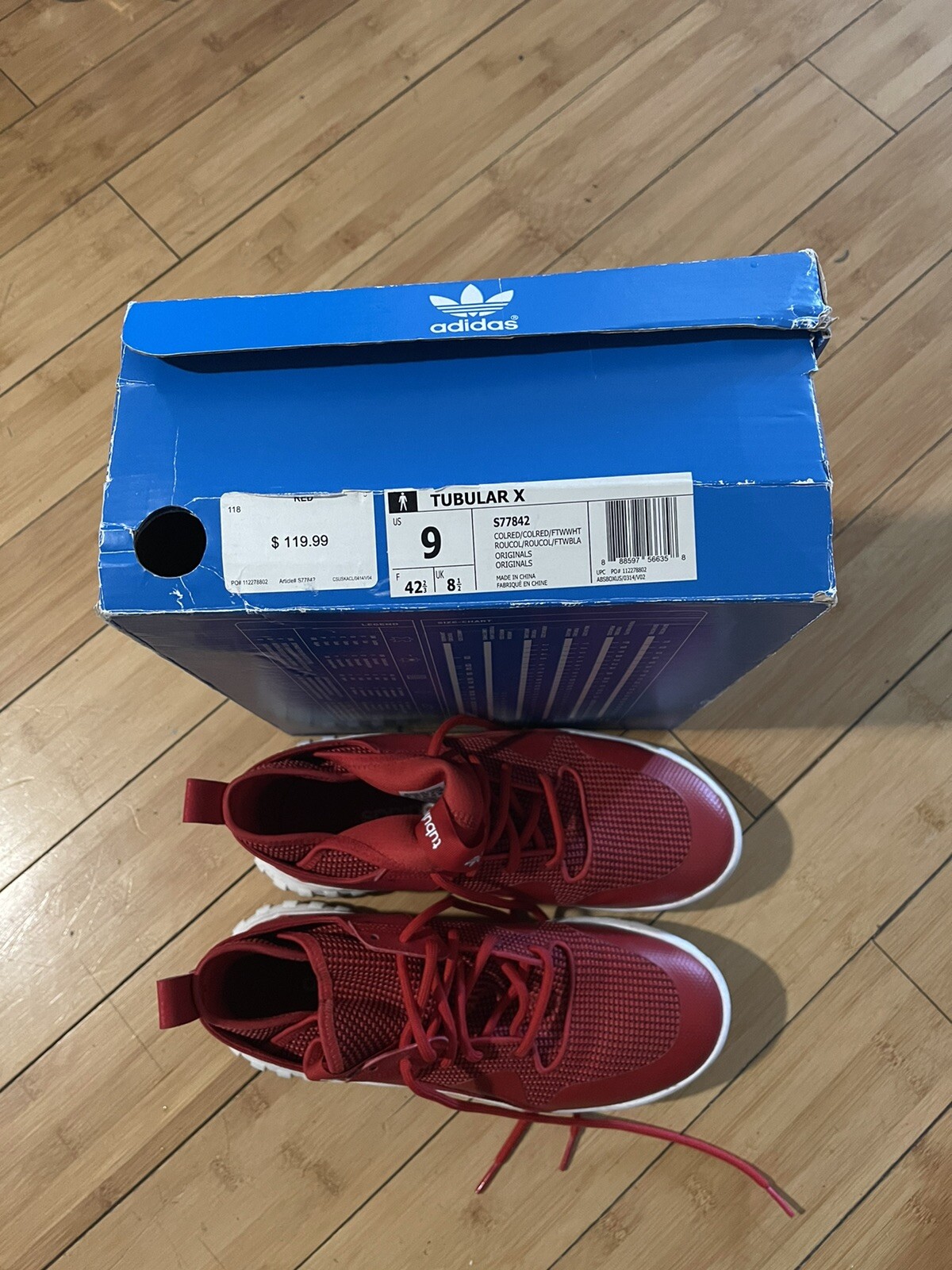 adidas tubular x knit red