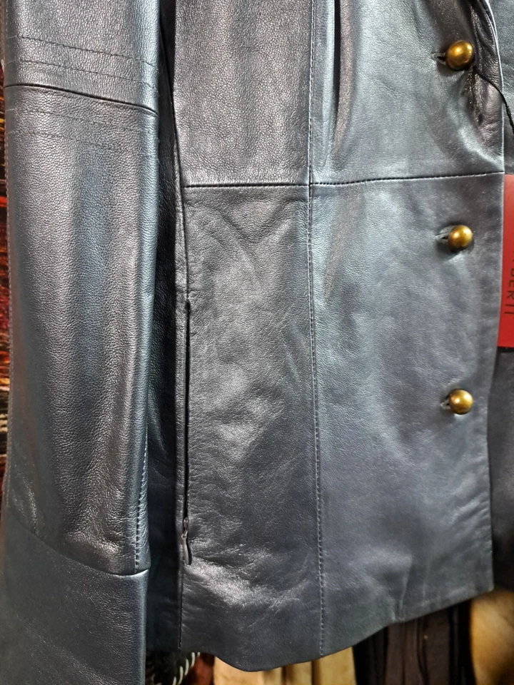 Womens Italian Leather Jacket By Nicola Berti- Size XL- Midnight - Image 3 of 4