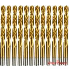12PCS 1/8" Drill Bit Set HSS Titanium Jobber Length Twist Metal Drill Bits Tools