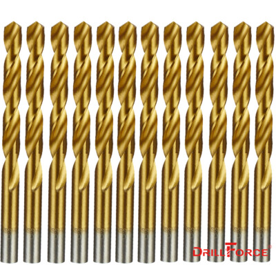12PCS 1/8'' Drill Bit Set HSS Titanium Jobber Length Twist Metal Drill Bits Tools