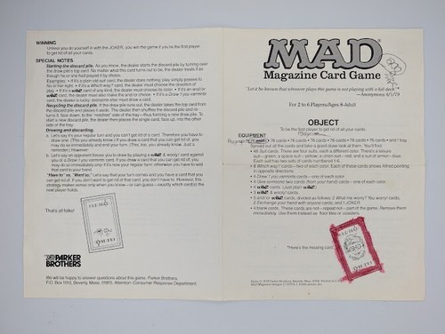 1980 MAD Magazine Card Game Complete w/ Box & Rules Vintage Parker Brothers - Picture 10 of 12
