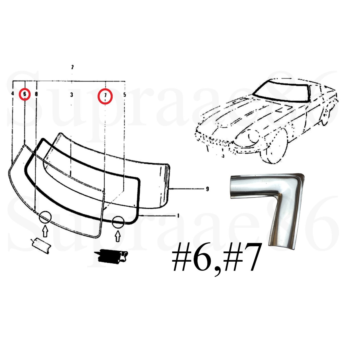 1970-1978 Datsun 240z 260z 280z S30 Front Windshield Corner Trim