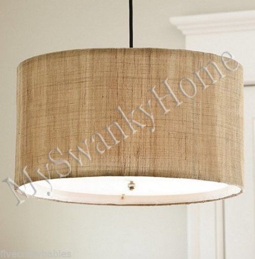 Burlap Fabric Light Brown Electric Drum Pendant Lamp Burlap Fabric Light Brown Electric Drum Pendant Lamp