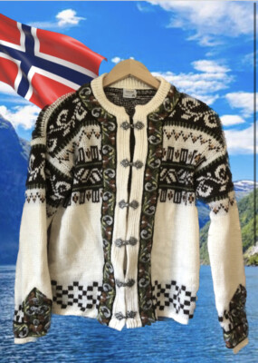 DIRDALSTRIKK VINTAGE NORWEGIAN FAIRISLE NORDIC WOOL CARDIGAN
