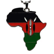 Kenya Flag Pendant Necklace African Map Chain by Dupsie's