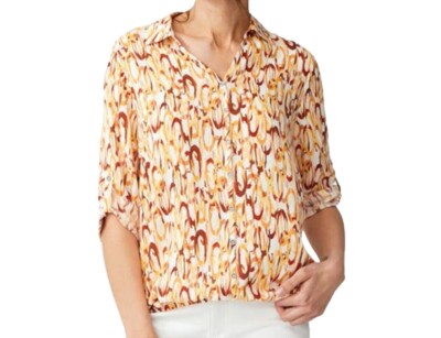 New women's blouse shirt with roll sleeves - size L, XL