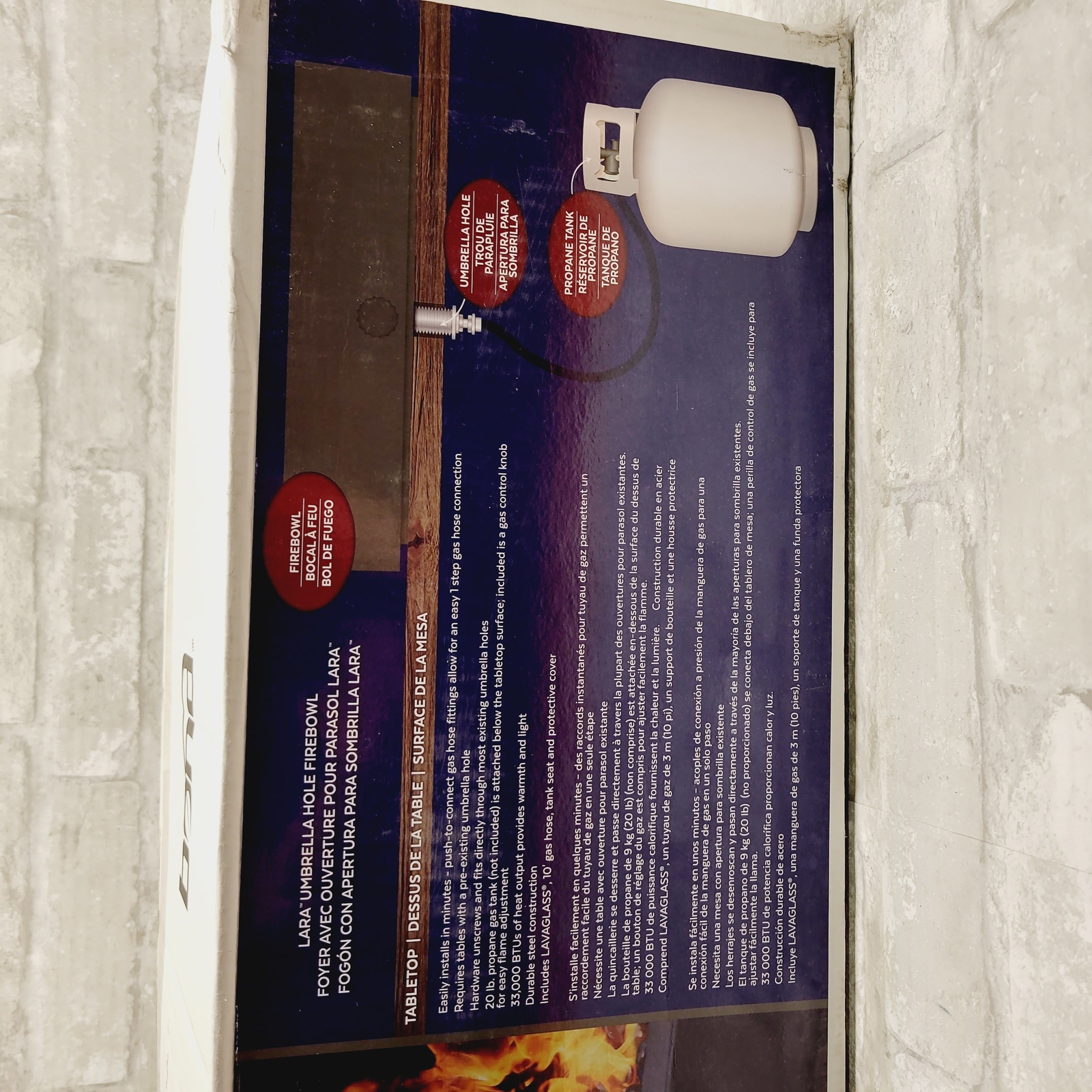 Bond Table Fire, Gas Fire Bowl, 20"x7"x4" PushToConnect 34613508578