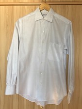 Men's Loro Piana 'Andr ' White Checked One-Piece-Collar Shirt Size S/M