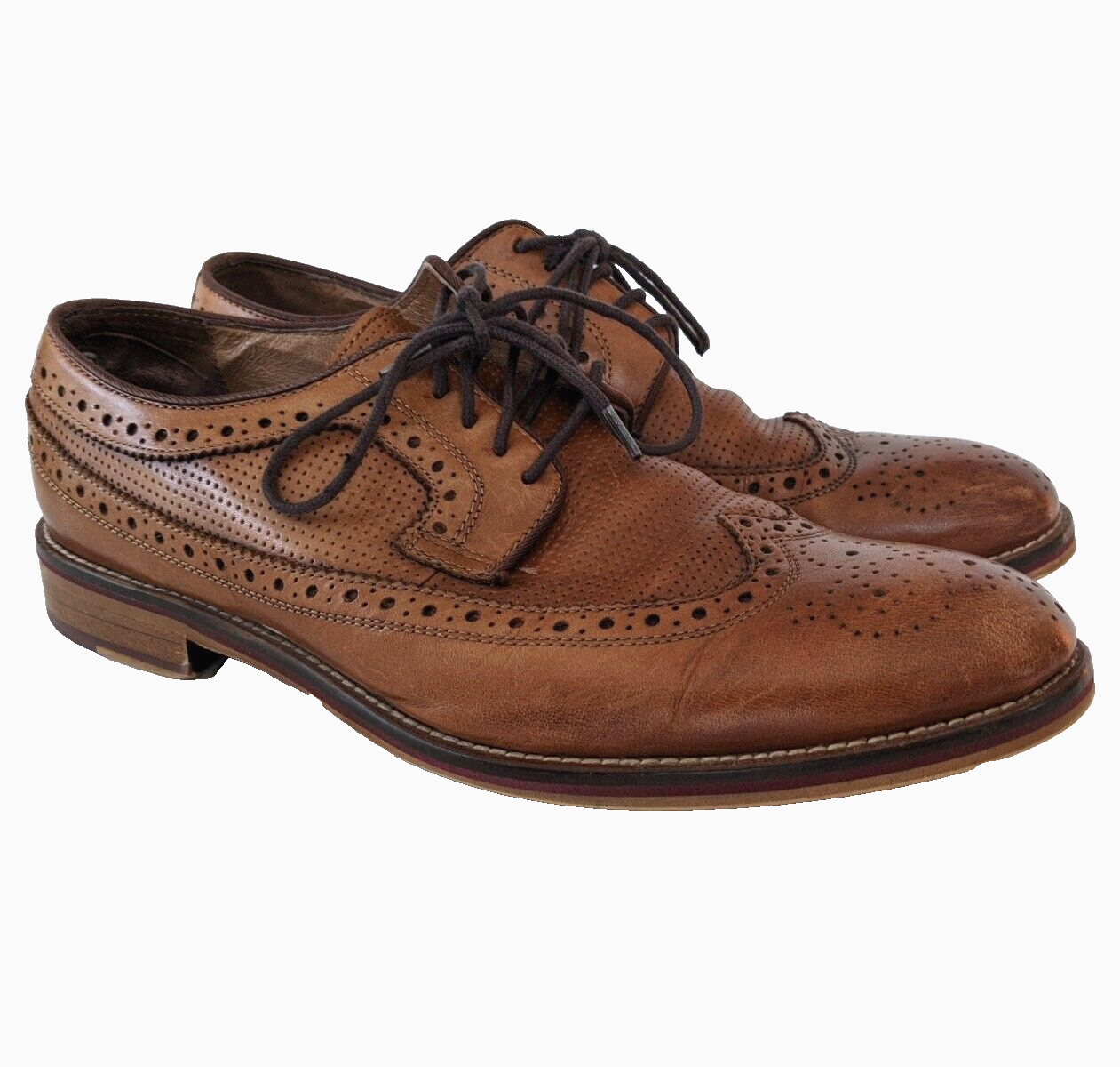 SAOLA Scarpe Oxford Johnston & Murphy Conard da uomo 8 5 M punta alare pelle marrone 20 3310