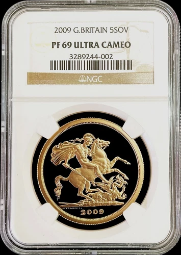 2009 GOLD GREAT BRITAIN 1750 MINTED 5 POUNDS SOVEREIGN NGC PROOF 69 ULTRA CAMEO