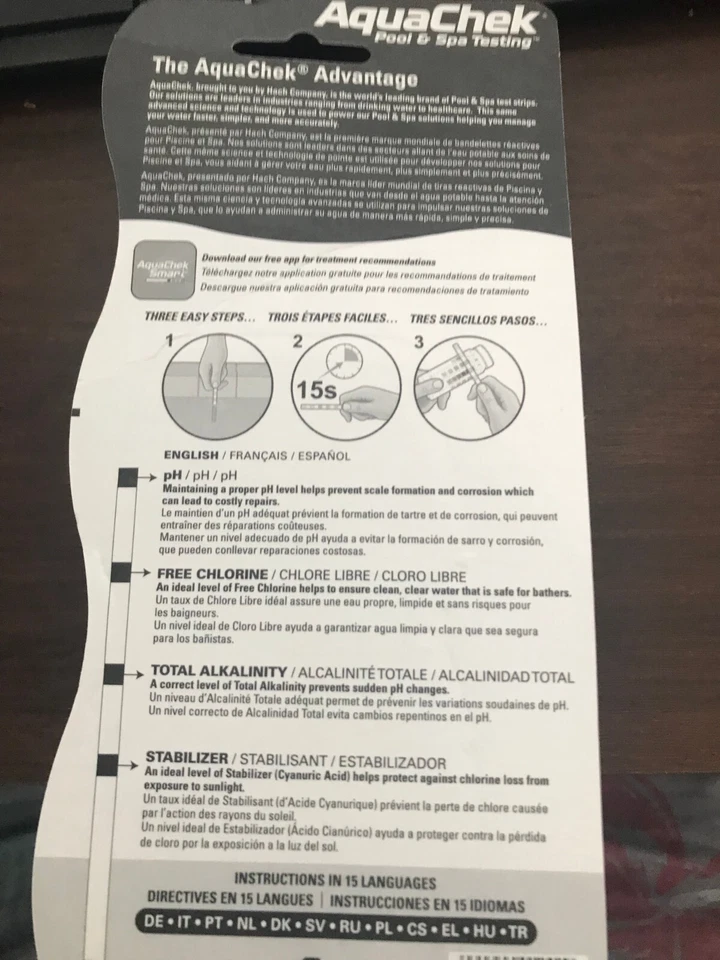 AquaChek 4 In 1 Chlorine Swimming Pool & Spa Test Strips - 50 Pack FREE POSTAGE - Image 2 of 2