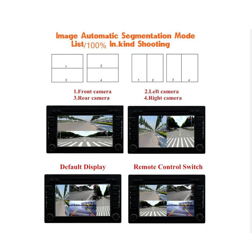 US Car 4 Way Parking Camera Split-Screen Converter Kits Video View 4Image Switch - Image 4 of 4