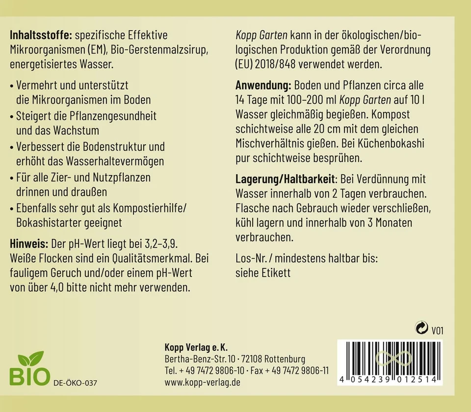 Kopp Garten 1 L Bio Effektive Mikroorganismen (EM) Bodenaktivator für Garten - Bild 4 von 4