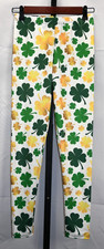 St Patrick's Day Leggings 4 Leaf Clovers Size S Pull On Elastic Waist NWOT