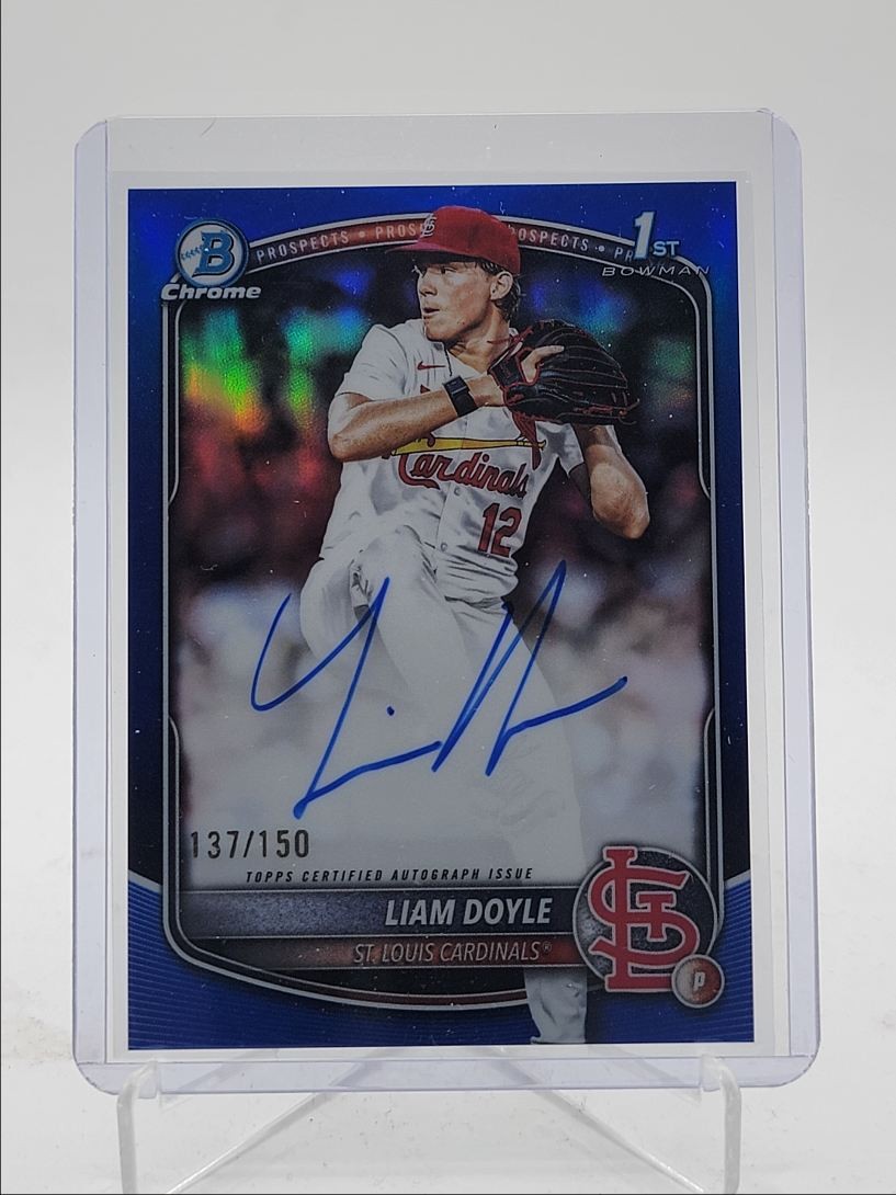 LIAM DOYLE 2025 BOWMAN CHROME DRAFT 1ST BLUE REFRACTOR AUTO /150 Q4874