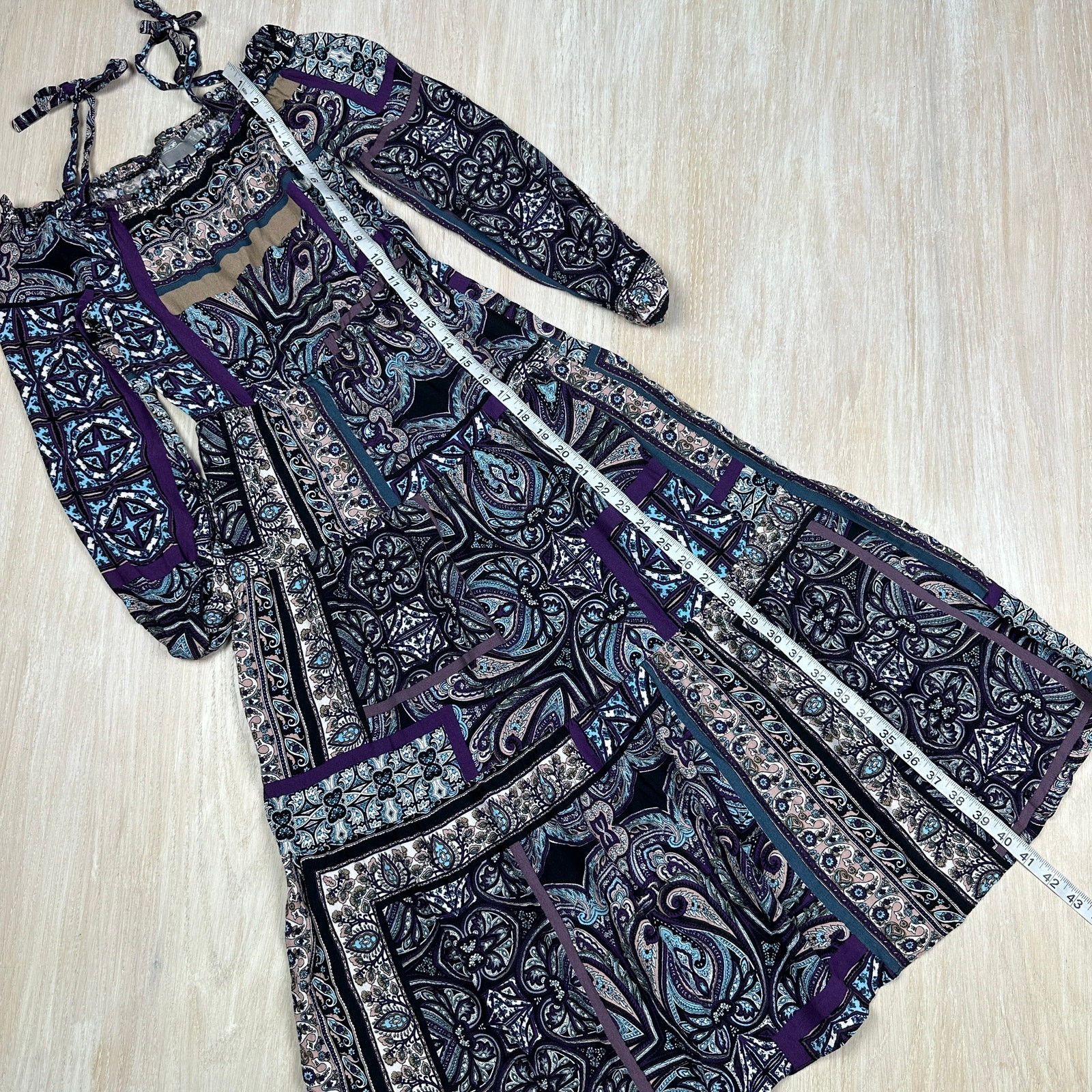 ASOS Patchwork Boho Romantic Cold Shoulder Cottag… - image 11