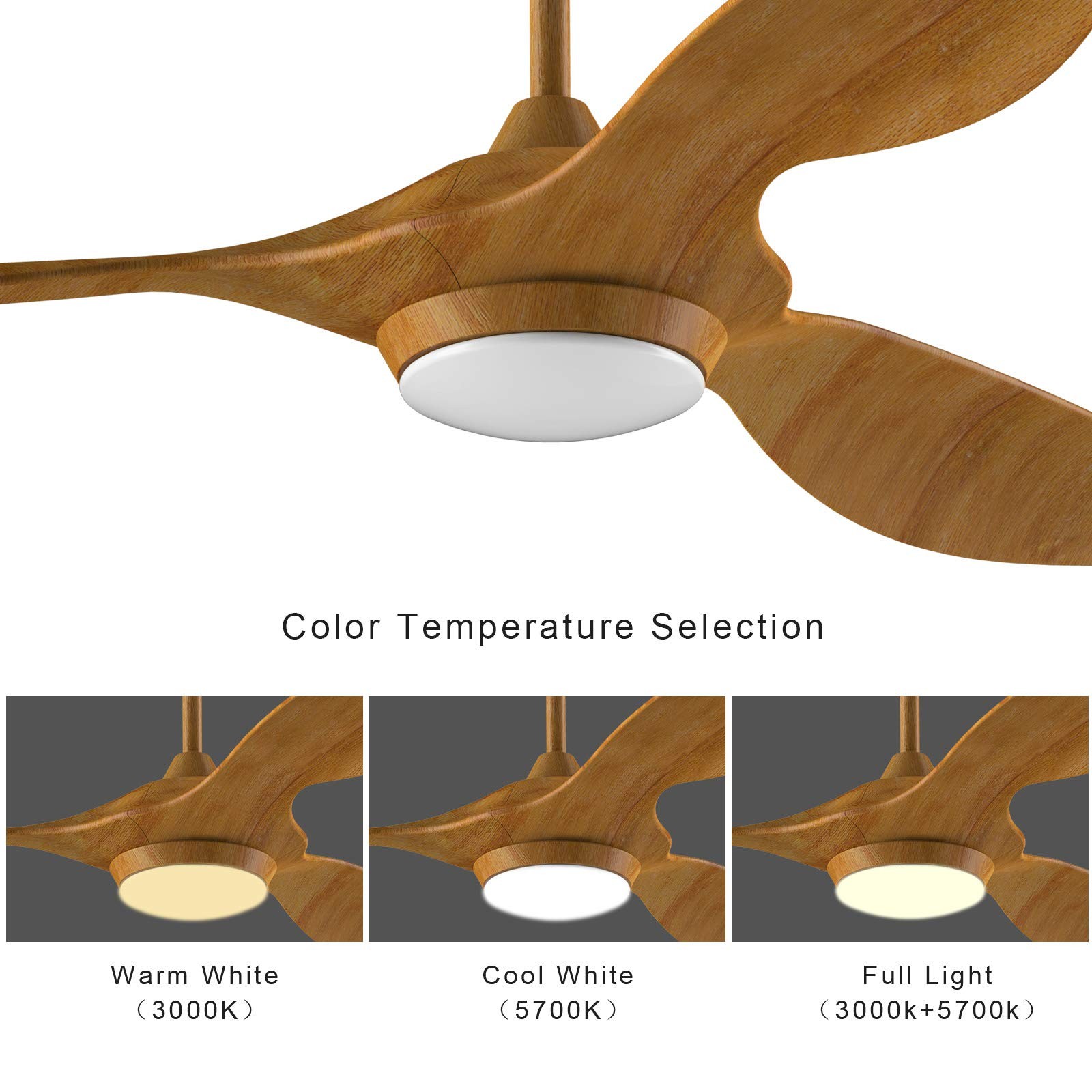 Ventilateur de plafond de 132cm télécommandé à lumière LED variable - 2