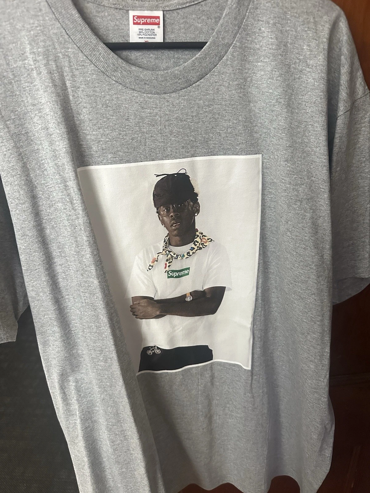 T shirt photo gris homme Supreme Tyler The Creator Box logo M FW24 AUTHENTIQUE neuf avec étiquette