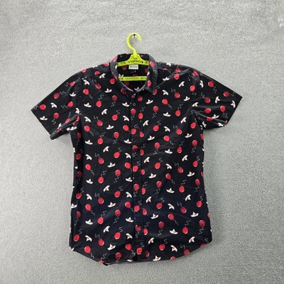 IT Chapter Two Men Button Up Shirt L Black Graphic Print Balloons Paper Boats