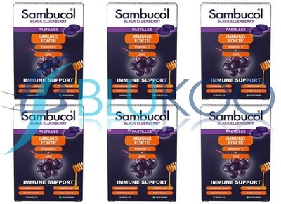 Sambucol Pastillen Immuno Forte Vit C & Zink, Honig - 20 Pastillen (6er Pack)