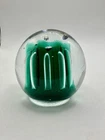 Blenko Paperweight Art Glass Controlled Bubble Vintage Deep Emerald Green