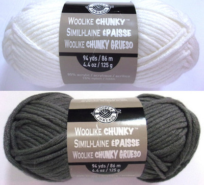 Loops & Threads Woolike Yarn, Bulky 5, 4.4 oz (White or Charcoal) Sold Per Skein