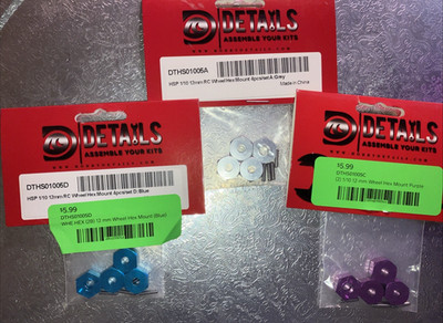 Hobby Details DTHS01005 HSP 1/10th 12 mm Wheel Hexes Blue  Silver & Purple