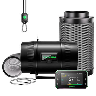 VIVOSUN AeroZesh T8 φ20m 1414 m³/h Intelligent Inline Fan w/E42A+,w/2,5m Ducting