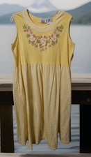 vintage ONLY NECESSITIES women's sleeveless dress-sz med-yellow-100% cotton-NEW