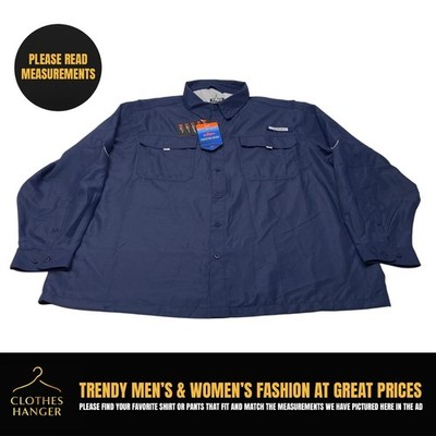 NWT Habit Crayfish Creek River Shirt Mens 2XL Blue Long Sleeve Button Down 7859