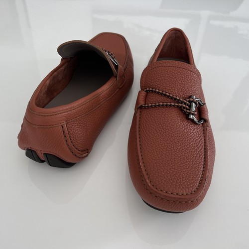 $795 Salvatore Ferragamo Men's Front Gancini Leather Loafer Siena Tan Size 9 EE - Foto 13 di 19