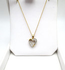 14K Yellow Gold Diamond Heart Pendant Necklace 16" 2.0 Gr [N139] — photo 2