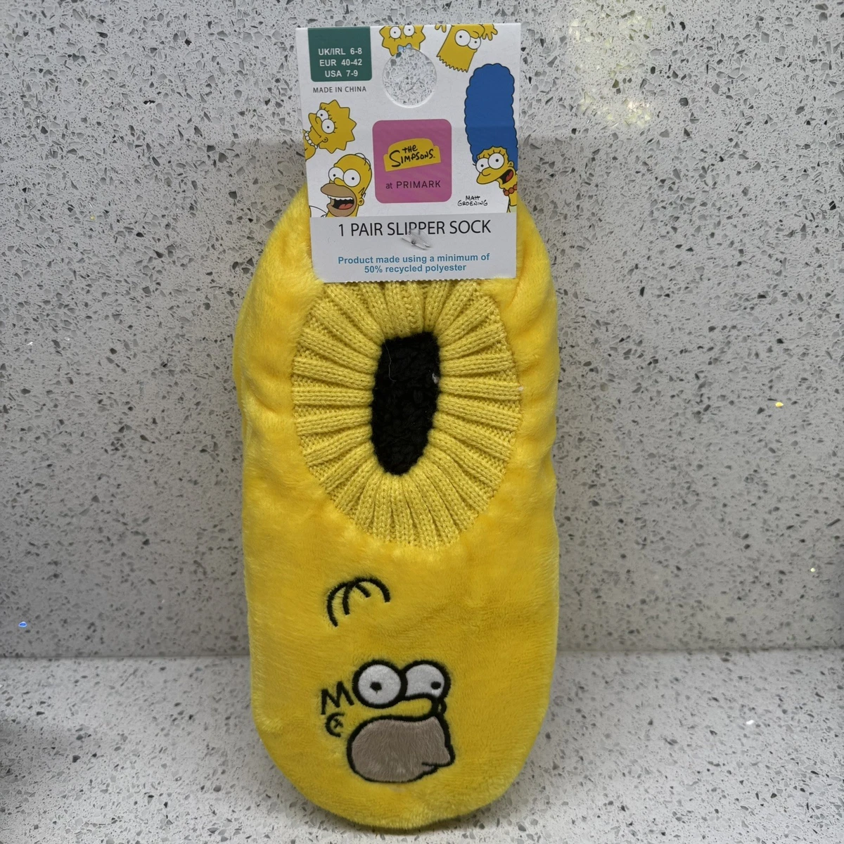 Calcetines antideslizantes Primark Los Simpson Homer amarillos para hombre Reino Unido 6-8