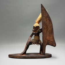 Vintage INDONESIAN Hand Carved TIKI TRIBAL WINDSURFER - 26.5cm x 24cm x 8cm