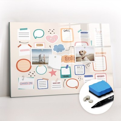Magnetisches Board für Notizen Fotos Familienplaner Buntes Vision Board 60x40 cm
