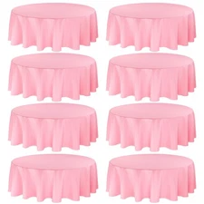 8 Pack Round Tablecloth 70 Inch Pink Round Table Covers Bulk Washable Polyest...