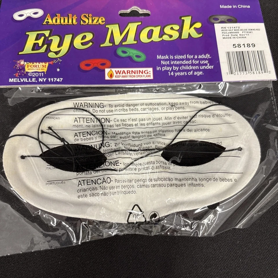 Red Satin Domino Masquerade Venetian Eye Mask Adult Costume Accessory One Size - Image 3 of 4